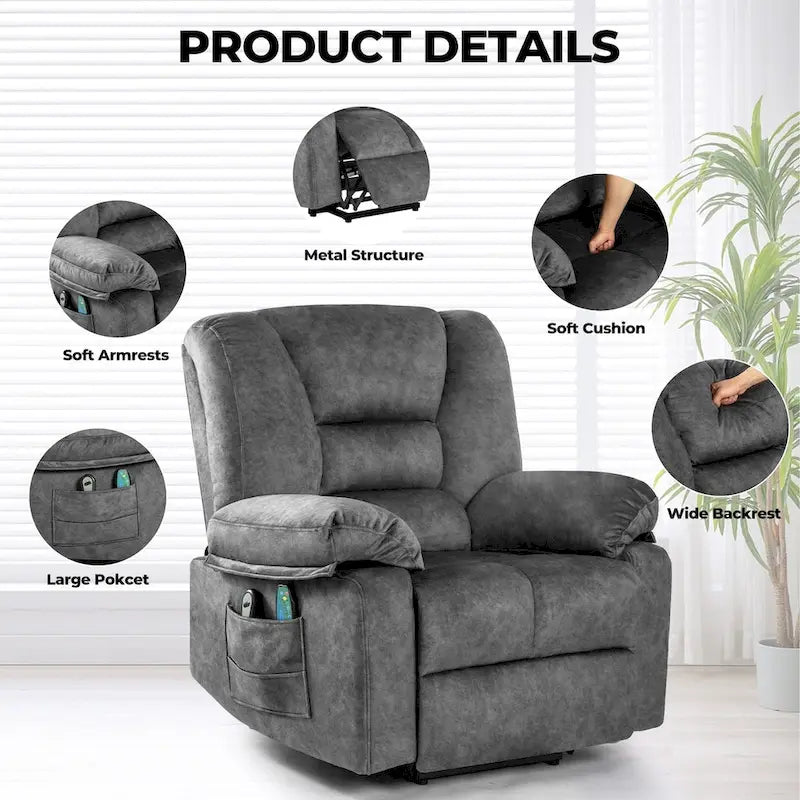 Fauteuil inclinable releveur avec massage pour personnes âgées