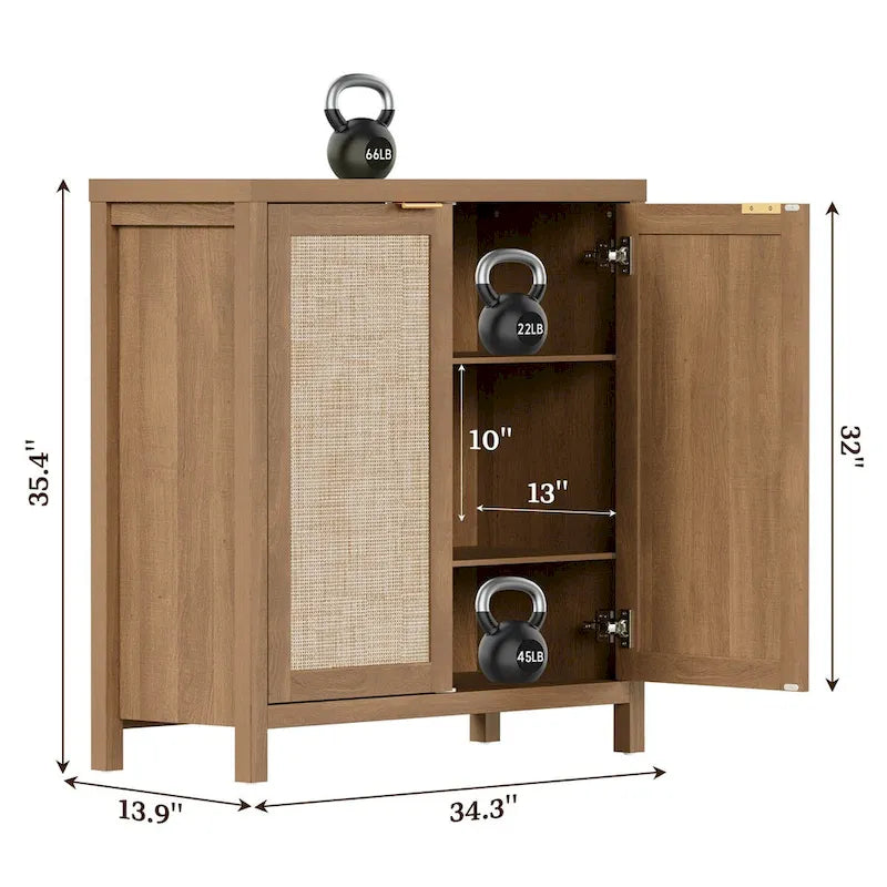 Buffet en rotin avec 2 portes