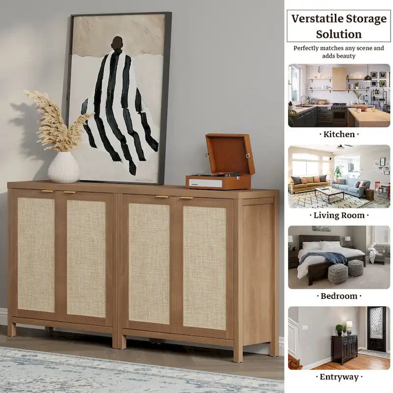 Buffet en rotin avec 2 portes