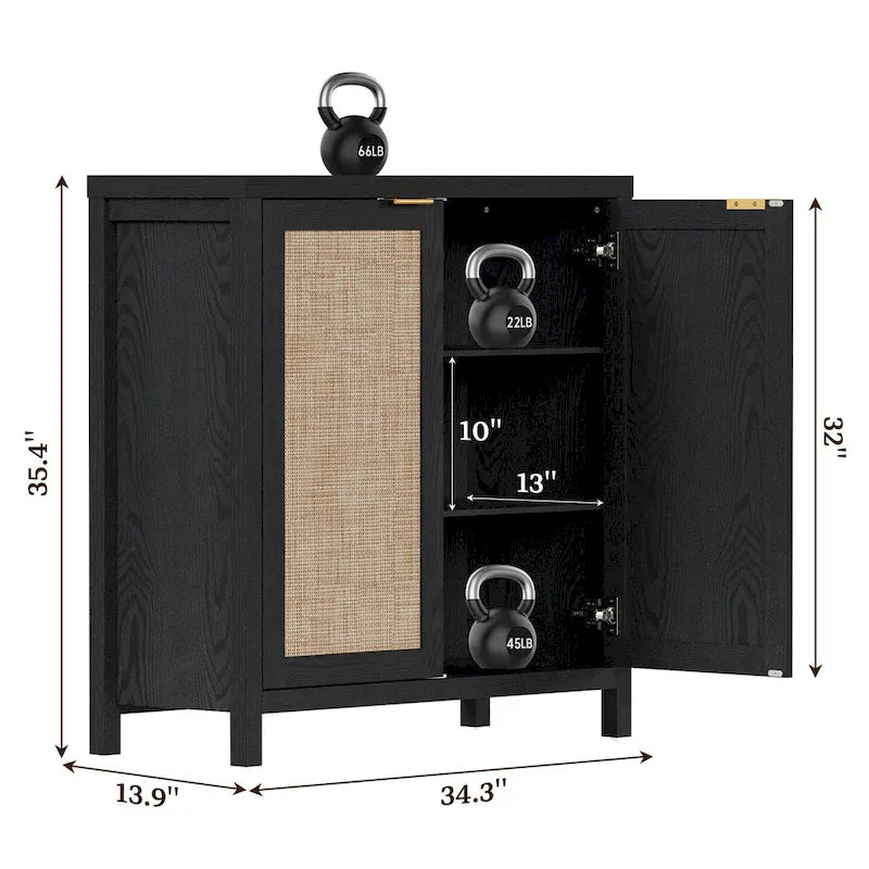 Buffet en rotin avec 2 portes