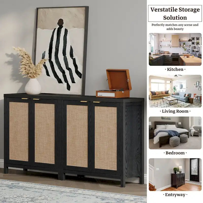 Buffet en rotin avec 2 portes