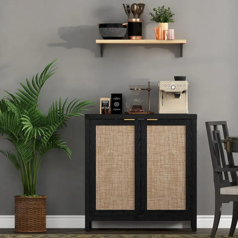 Buffet en rotin avec 2 portes