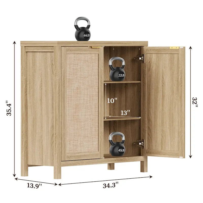 Buffet en rotin avec 2 portes