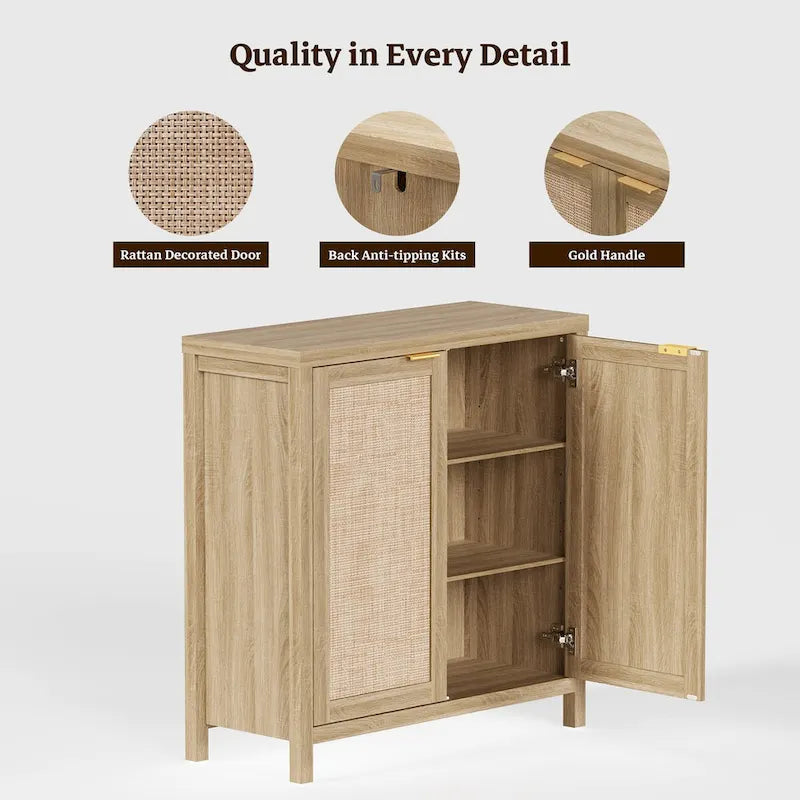 Buffet en rotin avec 2 portes