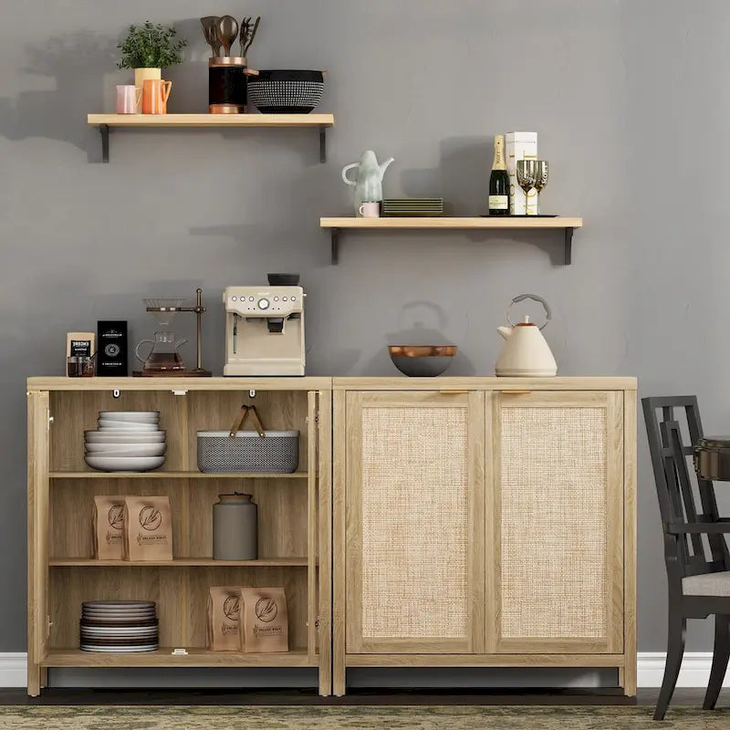 Buffet en rotin avec 2 portes