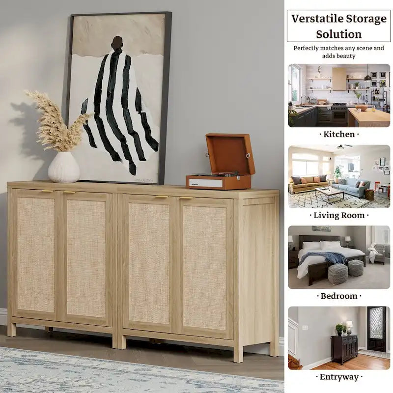 Buffet en rotin avec 2 portes
