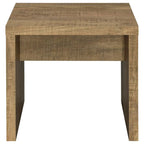 Table d'appoint de 24 pouces avec marques de scie brutes, bois, marron naturel
