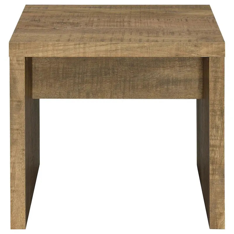 Table d'appoint de 24 pouces avec marques de scie brutes, bois, marron naturel