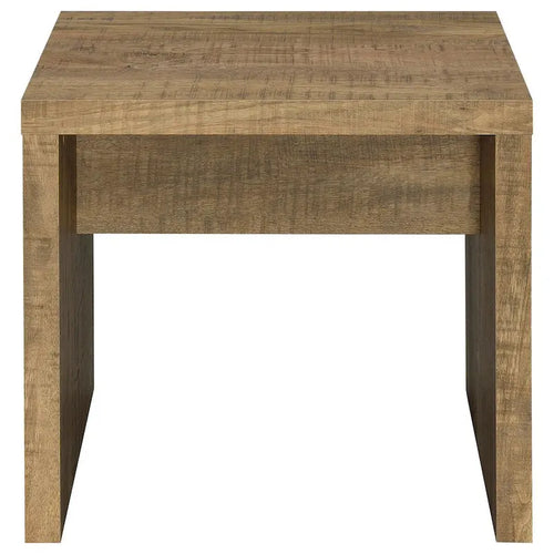 Table d'appoint de 24 pouces avec marques de scie brutes, bois, marron naturel