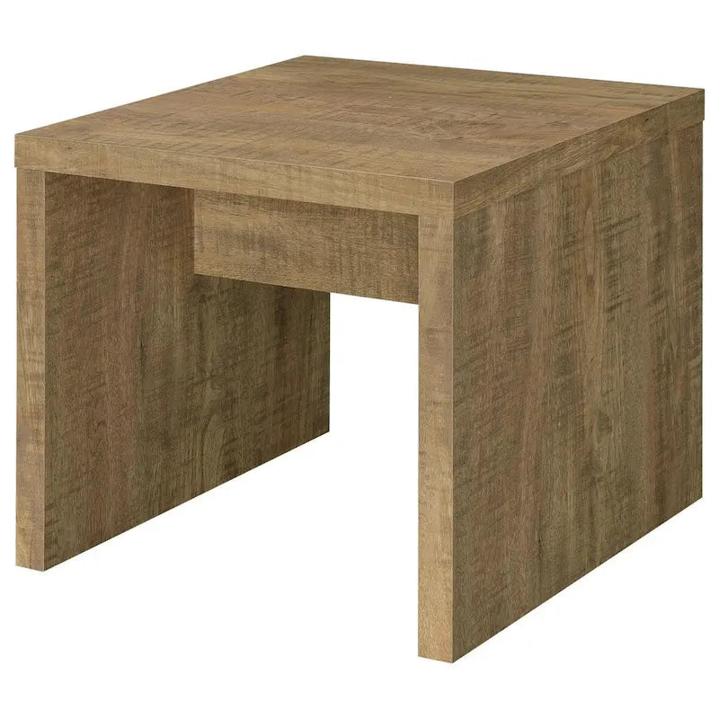 Table d'appoint de 24 pouces avec marques de scie brutes, bois, marron naturel