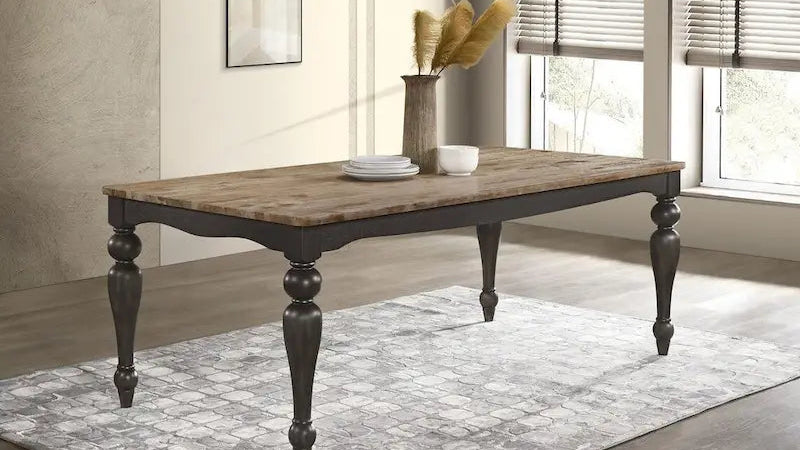 Kavita Brown Brushed Dining Table with Turned Leg