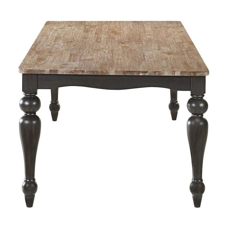 Table à manger brossée marron avec pied tourné
