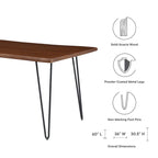 Table de salle à manger rectangulaire en bois d'acacia massif de 60 po
