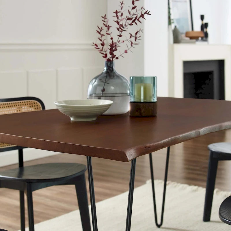 Table de salle à manger rectangulaire en bois d'acacia massif de 60 po