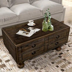 Table basse rectangulaire en bois massif de 40 po avec 4 tiroirs