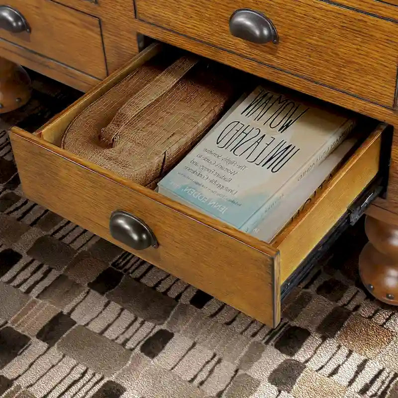 Table basse rectangulaire en bois massif de 40 po avec 4 tiroirs
