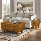 Table basse rectangulaire en bois massif de 40 po avec 4 tiroirs