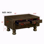 Table basse rectangulaire en bois massif de 40 po avec 4 tiroirs