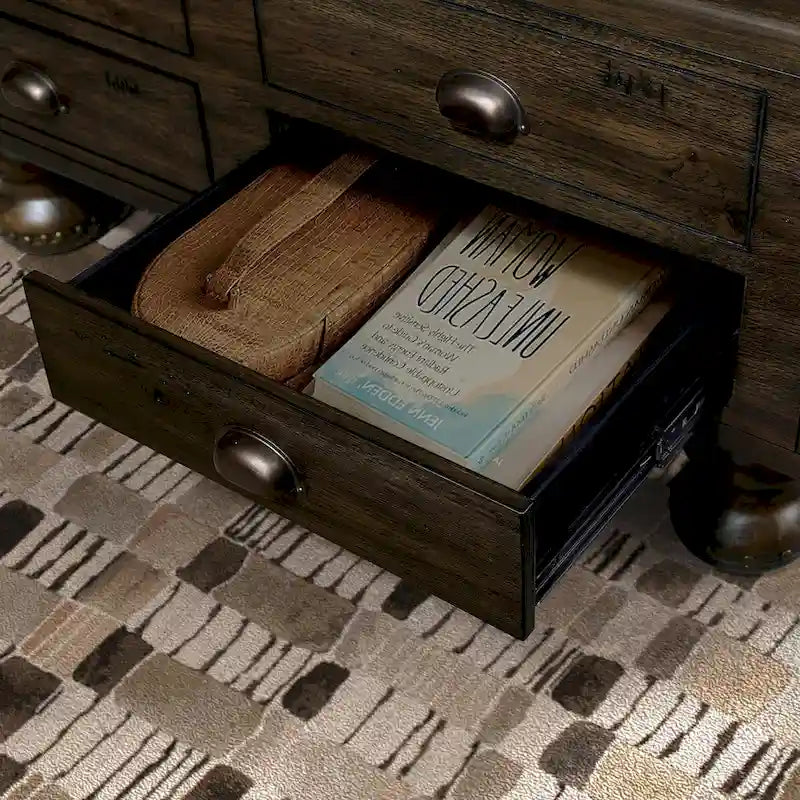 Table basse rectangulaire en bois massif de 40 po avec 4 tiroirs