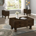 Table basse rectangulaire en bois massif de 40 po avec 4 tiroirs