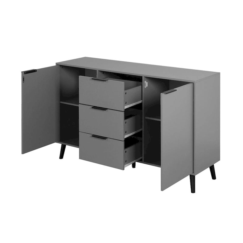 Sideboard Buffet Cabinet with Storage, Wood Coffee Bar Cabinet, 3 Drawers & 2 Doors, Buffet Cabinet Cupboard