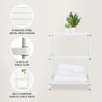 3 Tier Full-Size Metal Storage Shelving Unit Rack, White - 12