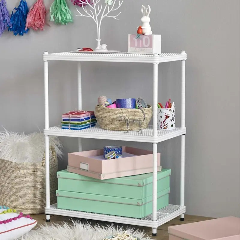 3 Tier Full-Size Metal Storage Shelving Unit Rack, White - 12