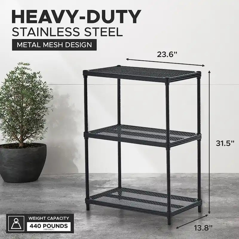 3 Tier Full-Size Metal Storage Shelving Unit Rack, White - 12