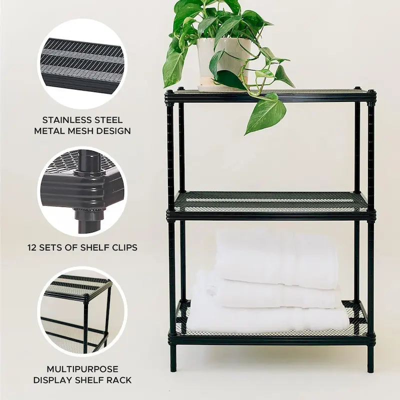 3 Tier Full-Size Metal Storage Shelving Unit Rack, White - 12