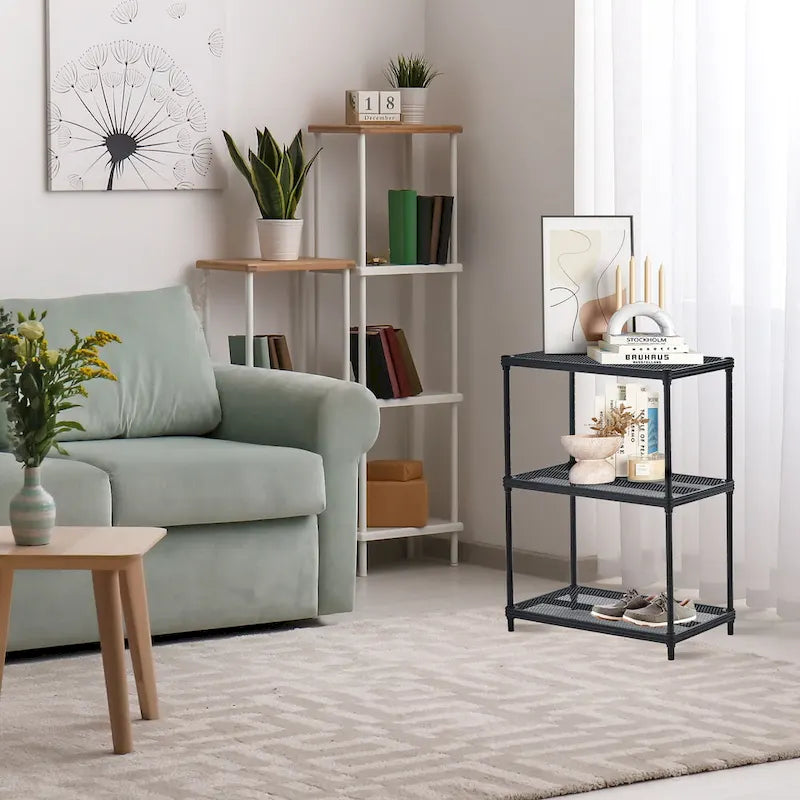 3 Tier Full-Size Metal Storage Shelving Unit Rack, White - 12