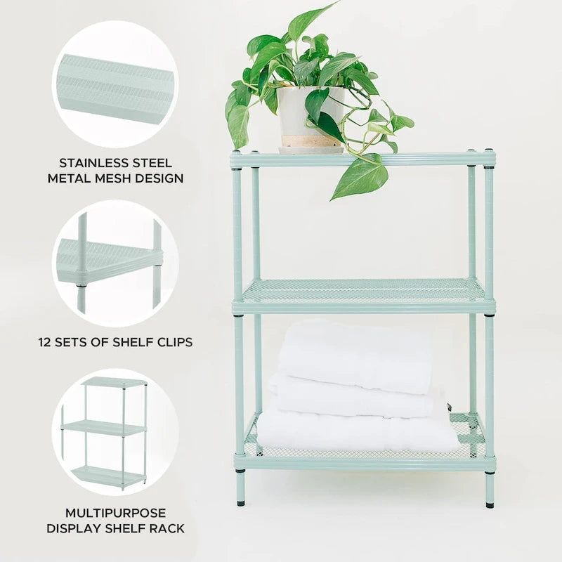 3 Tier Full-Size Metal Storage Shelving Unit Rack, White - 12