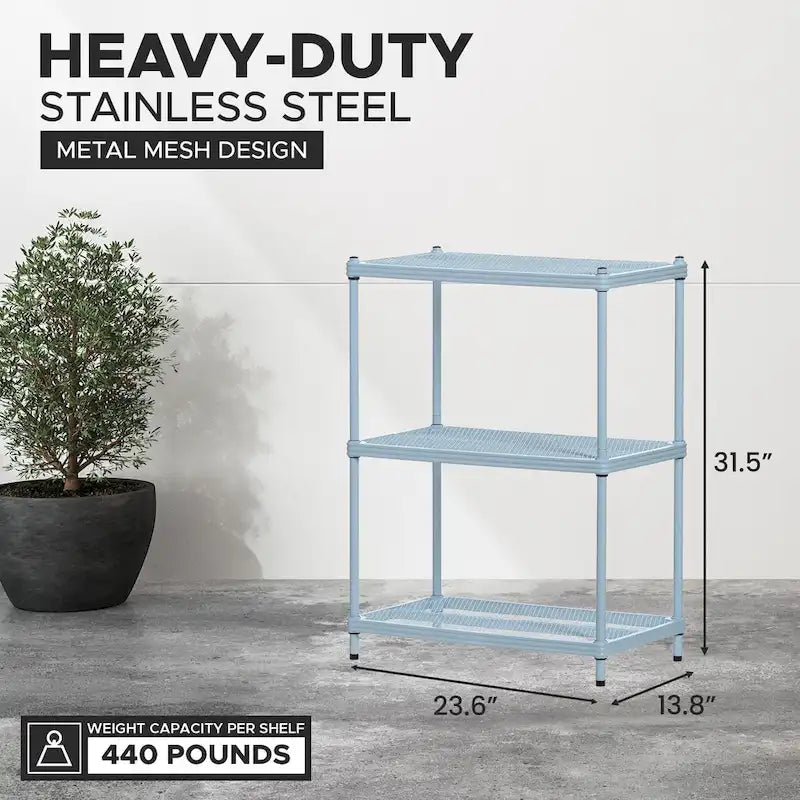 3 Tier Full-Size Metal Storage Shelving Unit Rack, White - 12
