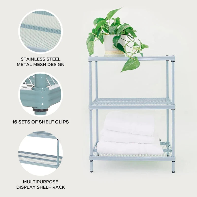3 Tier Full-Size Metal Storage Shelving Unit Rack, White - 12