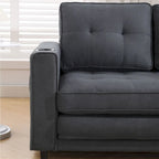 Oaks Aura Upholstered Futon Sofa with Pull-Out Sleeper Couch, Muticolour Choice Foldable Tufted Loveseat With Cup Holder