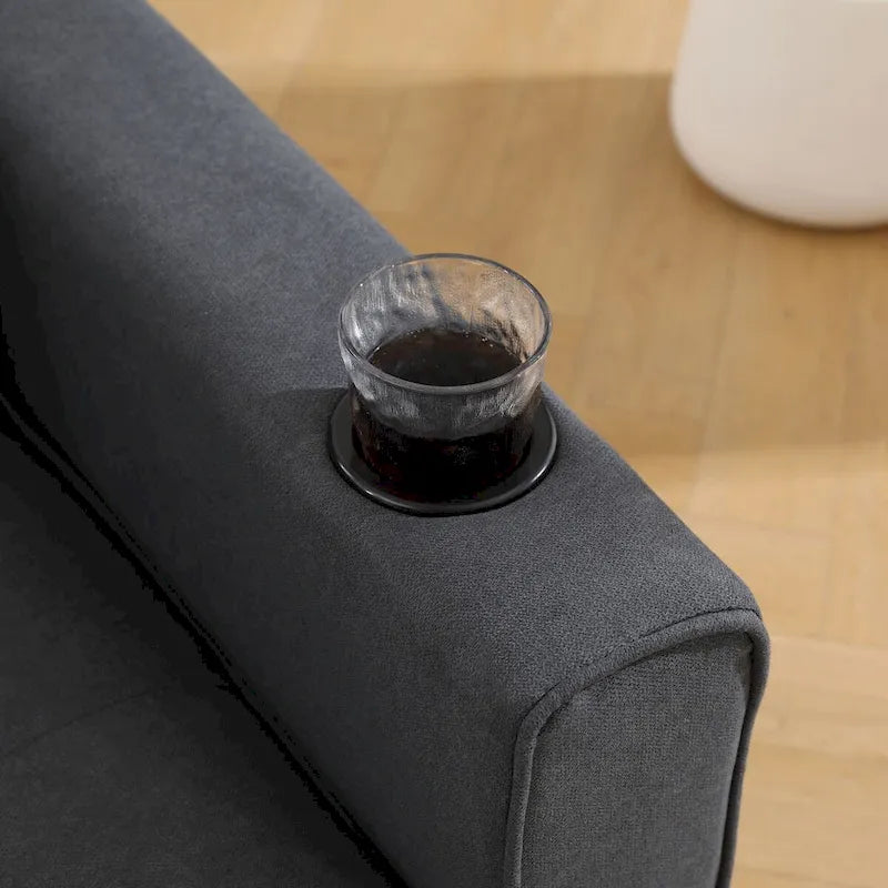 Oaks Aura Upholstered Futon Sofa with Pull-Out Sleeper Couch, Muticolour Choice Foldable Tufted Loveseat With Cup Holder