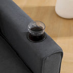 Oaks Aura Upholstered Futon Sofa with Pull-Out Sleeper Couch, Muticolour Choice Foldable Tufted Loveseat With Cup Holder