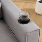 Oaks Aura Upholstered Futon Sofa with Pull-Out Sleeper Couch, Muticolour Choice Foldable Tufted Loveseat With Cup Holder