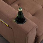 Oaks Aura Upholstered Futon Sofa with Pull-Out Sleeper Couch, Muticolour Choice Foldable Tufted Loveseat With Cup Holder